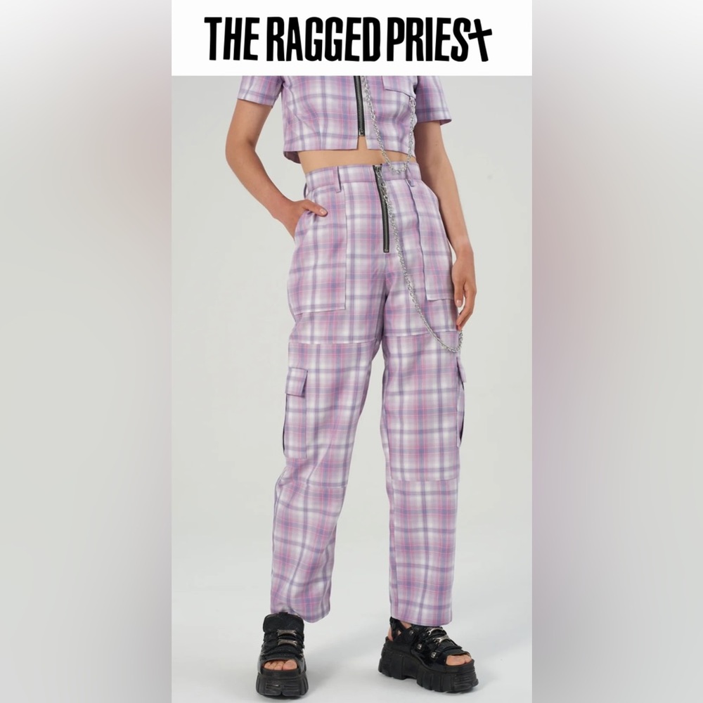 The Ragged Priest Wanderer Pant check print combat trouser with chain